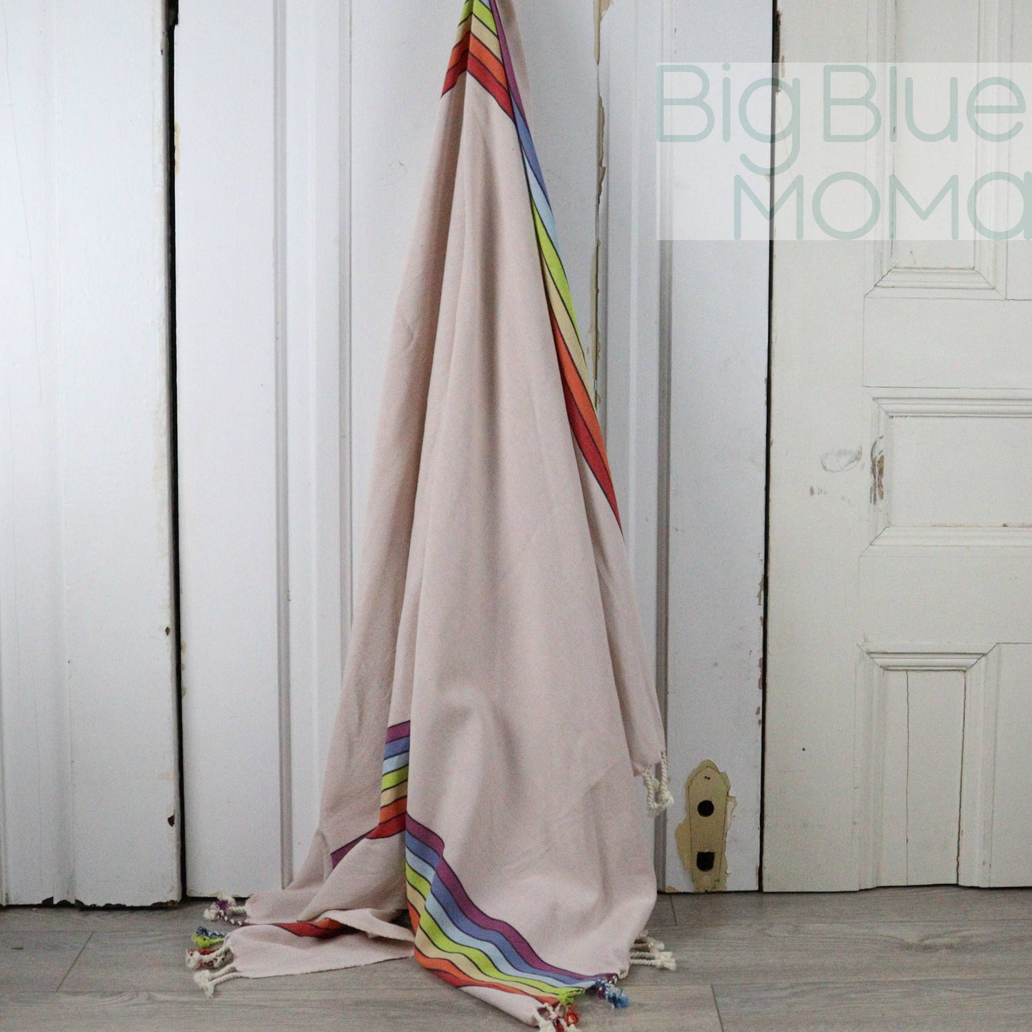 Big Blue Moma Rainbow Peshtemal: Baby Pink / Standard