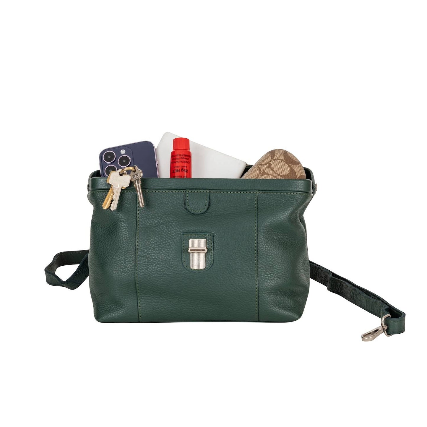 Bella, Women’s Full Grain Leather Bag: OLIVE GREEN
