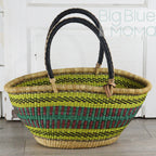 Big Blue Moma Bolga Basket - Bolga Basket - Large Special Shopper - Traditional Palette