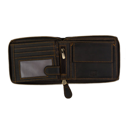 Greenwood Leather RFID wallet - RED - Zip Around Wallet - Sandal