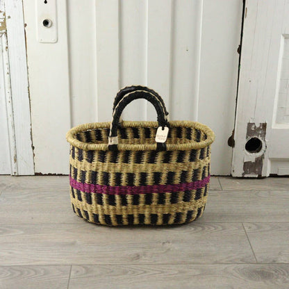 Big Blue Moma Oval Basket with Two Handles Medium - Traditional Palette