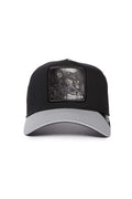 Goorin Bros The Black Panther trucker hat in dark grey with embroidered panther patch