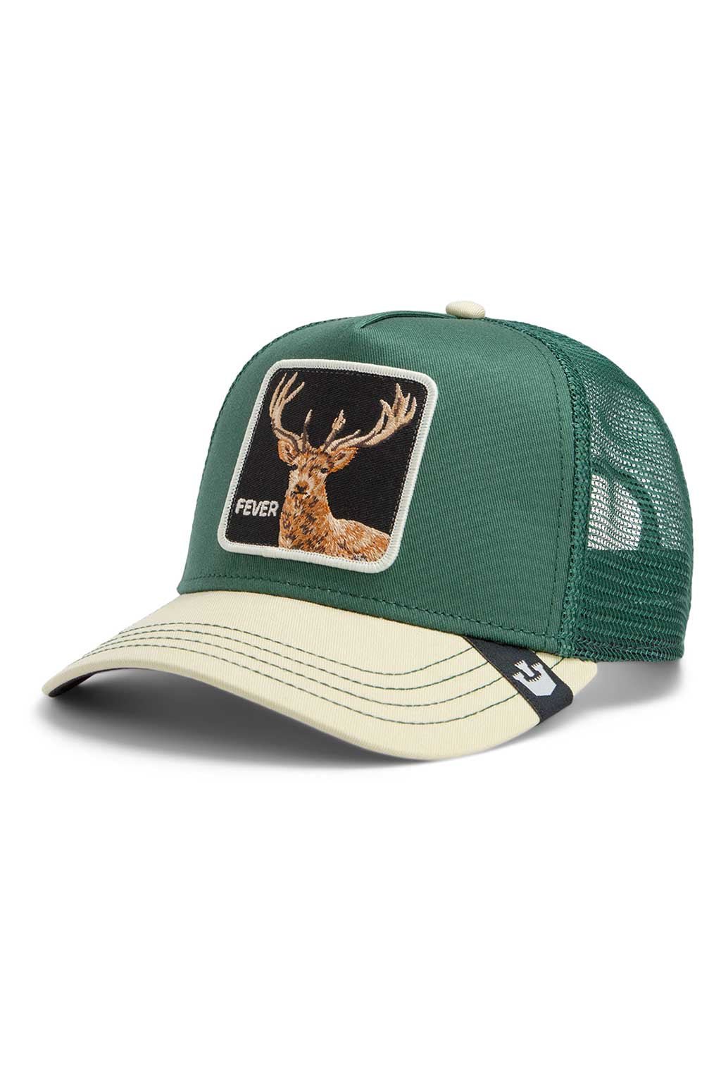 Goorin Bros The Stag trucker hat in green with embroidered stag patch
