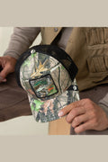 Goorin Bros Camouflage Bass trucker hat in woodland camo with embroidered bass patch