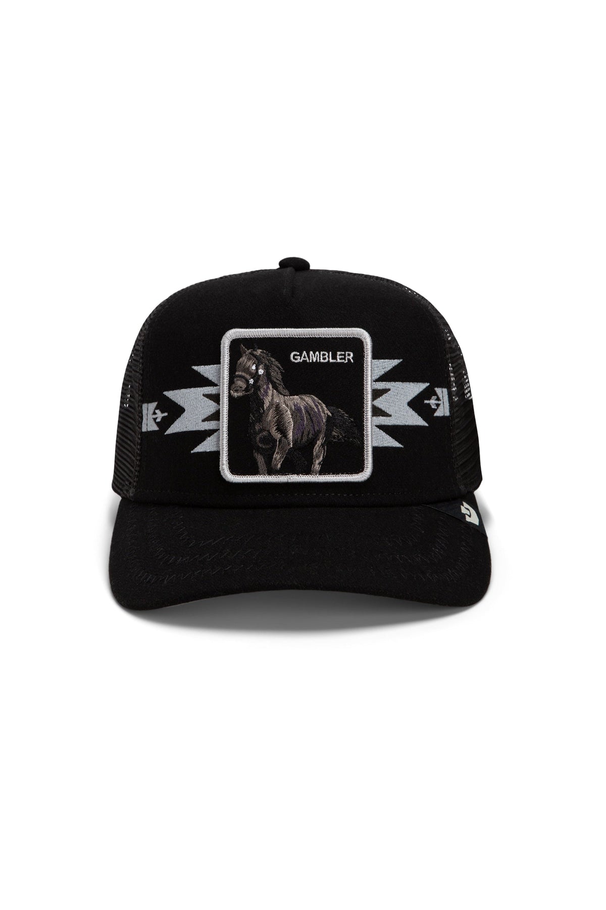 Goorin Bros Canyon Gambler cap in Void with embroidered stallion Gambler patch