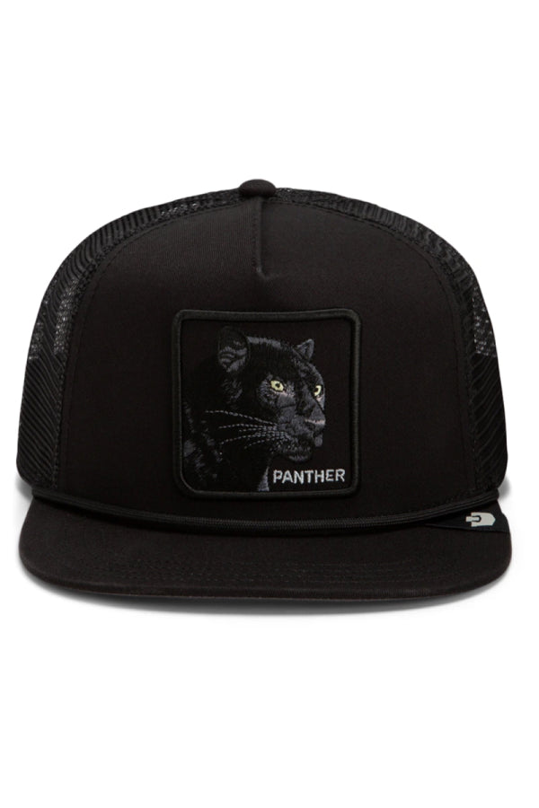 Goorin Bros Flatbrim Panther trucker cap in Void with embroidered panther patch