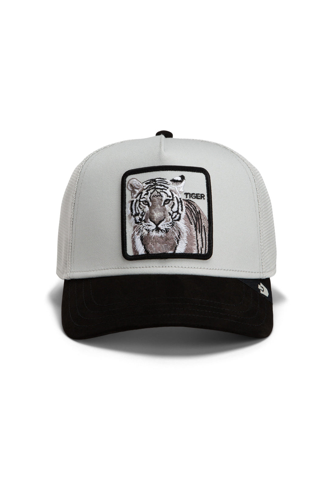 Goorin Bros Suede Tiger trucker cap in Digital and Void with embroidered tiger patch