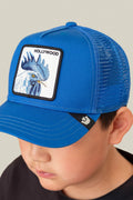 Goorin Bros Hollywood Rooster Mini kids trucker hat Royal worn by model
