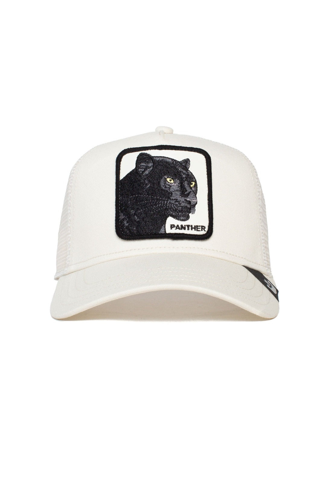 Goorin Bros The Panther white trucker cap with embroidered panther patch