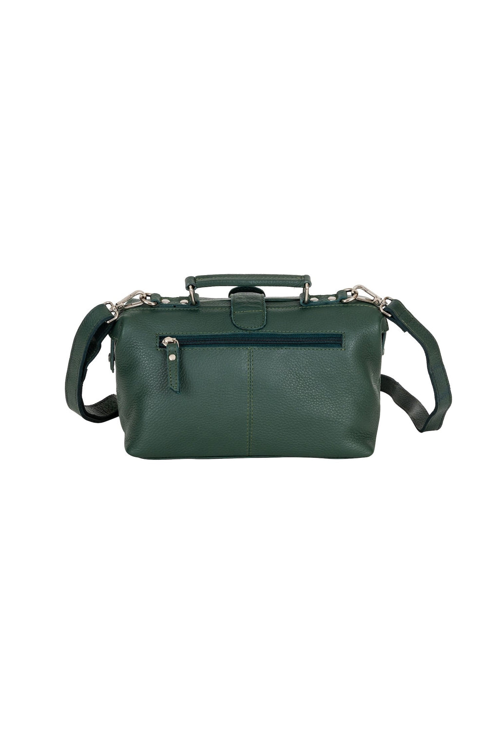 Greenwood Leather Bella doctor bag in Olive Green — back and adjustable strap