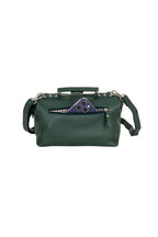 Greenwood Leather Bella doctor bag in Olive Green — rear pocket holding a phone