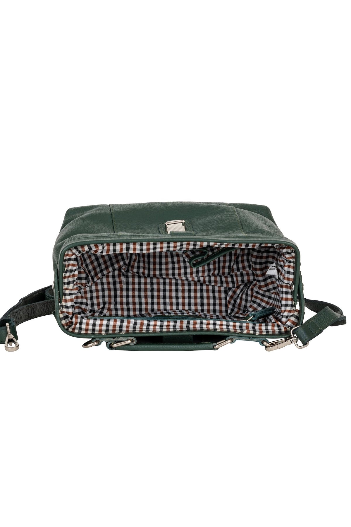 Greenwood Leather Bella doctor bag in Olive Green — checked lining and interior