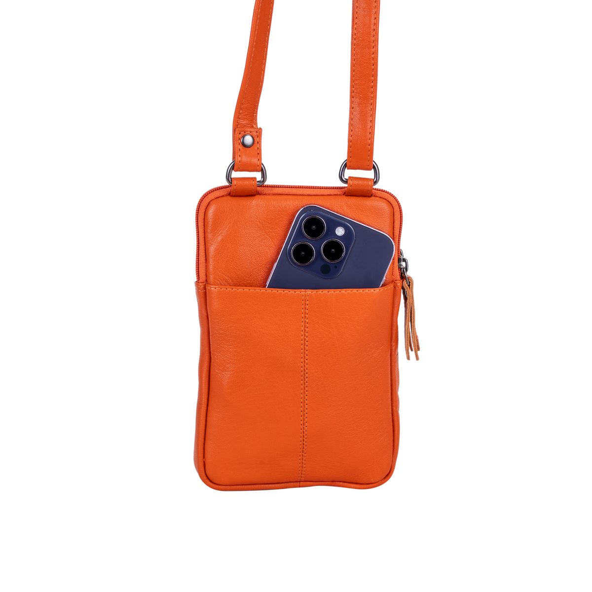 Greenwood Leather Oslo Compact Crossbody in Orange