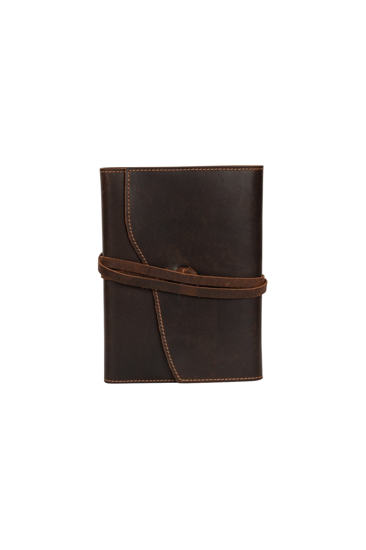 Greenwood Leather Refillable A5 Journal in Sandal — upright closed journal
