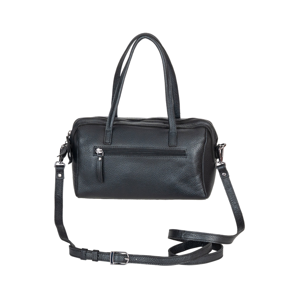 Greenwood Leather Stella Noir Boston handbag in Black full-grain leather