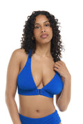 Skye Oceania Kael D–F Cup Bikini Top in royal blue on a model, front view