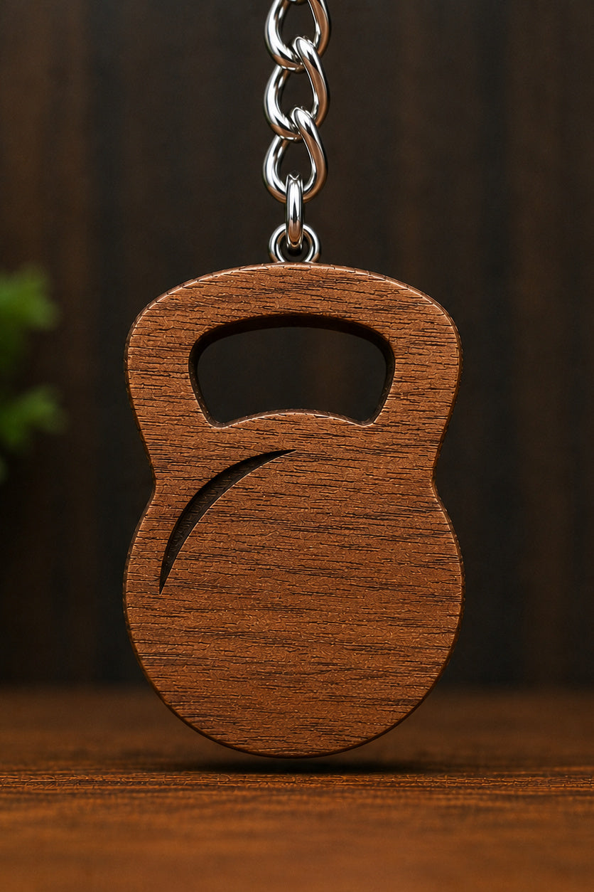 Two Makers Crew Kettle Bell Keychain — Kettlebell-shaped wooden design
