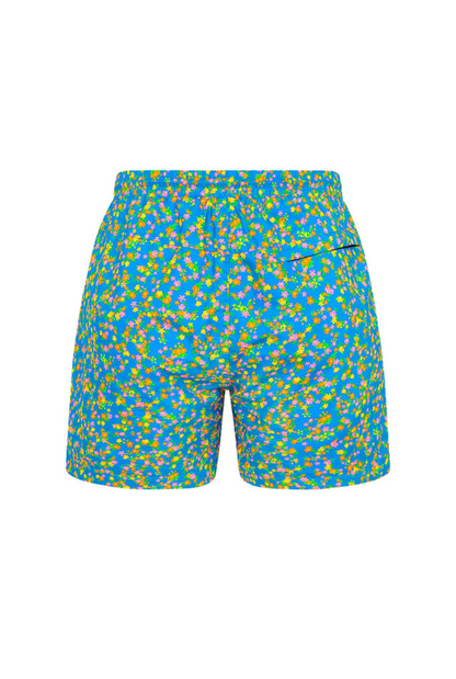 Back view of Kulani Kinis men’s swim trunks in La Belle print with pocket