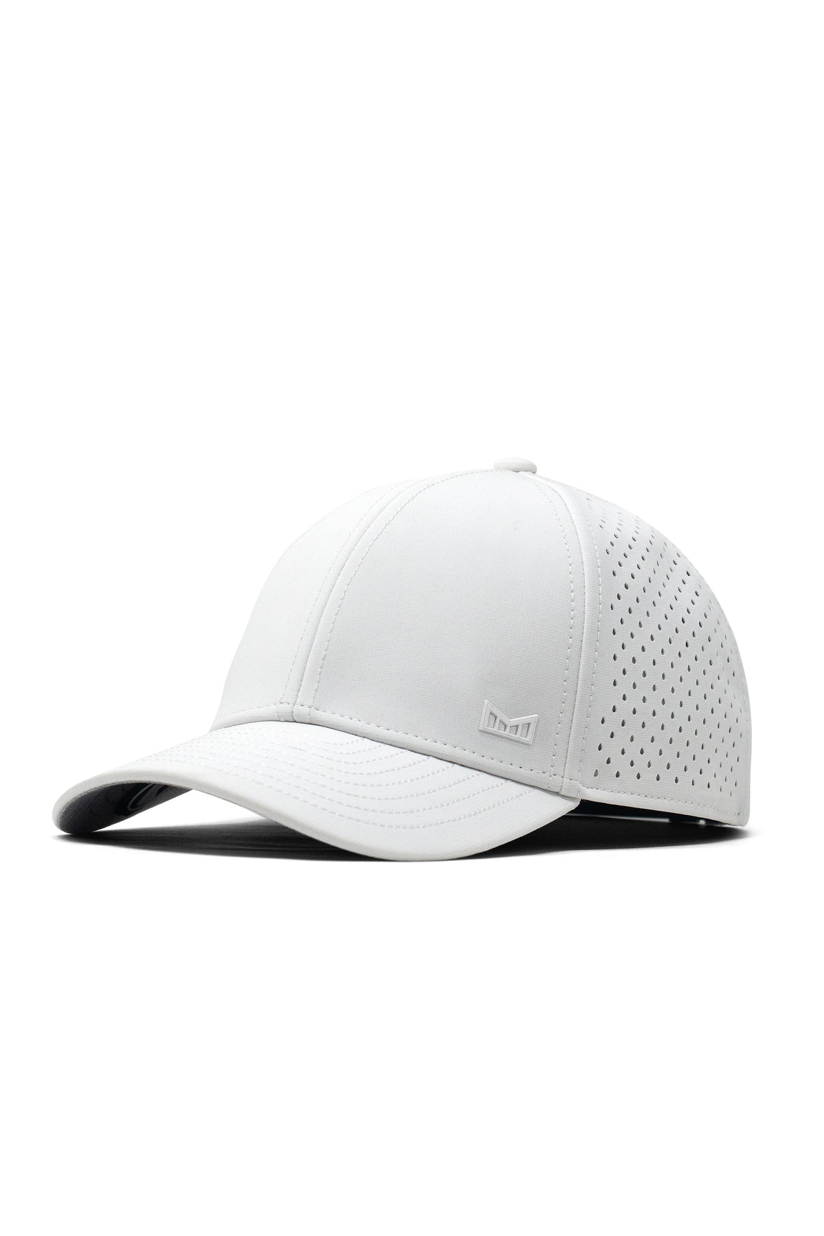 melin A-Game Icon Hydro performance snapback hat in White with tonal front icon
