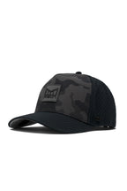 melin Odysea Stacked Hydro performance snapback hat in Black Camo with stacked logo patch