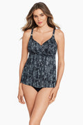 Miraclesuit Dragonstone Surplice underwire tankini top in Black, front view
