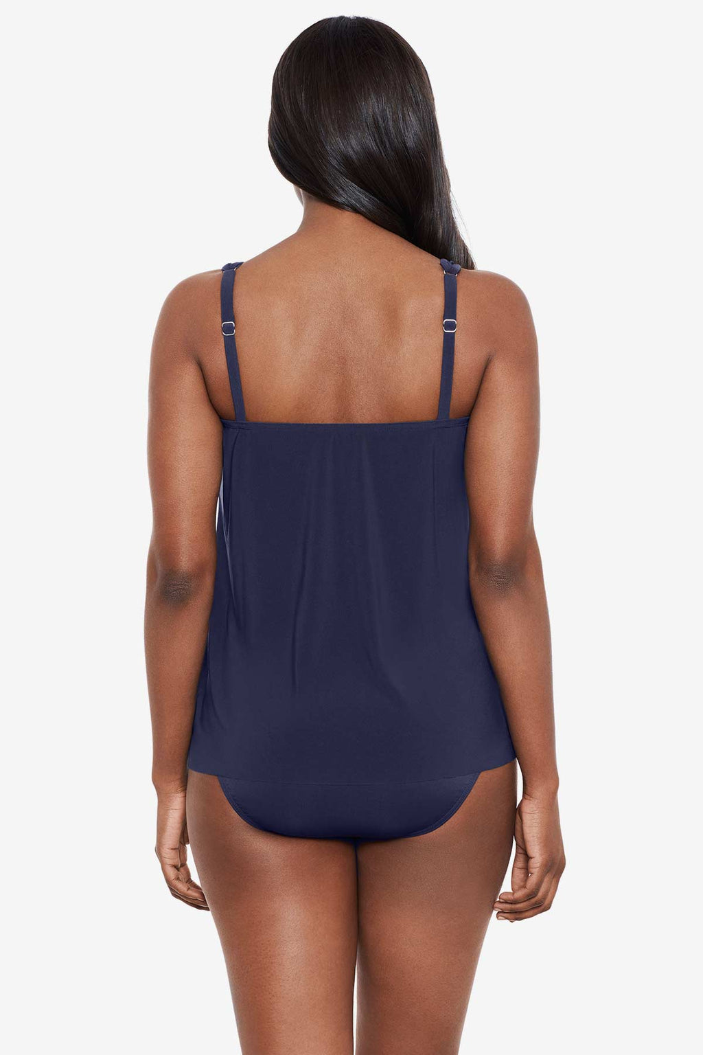 Miraclesuit Illusionists Mirage tankini top in Midnight Blue, back view