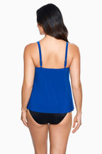 Miraclesuit Razzle Dazzle Zing tankini top in Azul Blue, back view