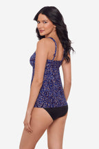Miraclesuit Spotlight Ayla tankini top in Plum/Multi, side view