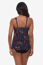 Miraclesuit Tapiz Dazzle DD-cup tankini top in Black/Multi, back view