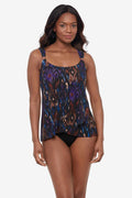 Miraclesuit Tapiz Dazzle DD-cup tankini top in Black/Multi, front view