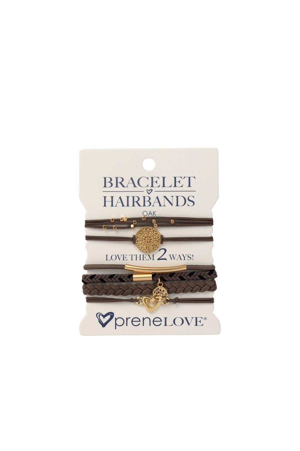 preneLOVE Bracelet Hair Bands - Tree Collection in Oak- Dark Brown & Gold