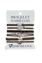 preneLOVE Bracelet Hair Bands - Tree Collection in Redwood - Dark Brown & Silver