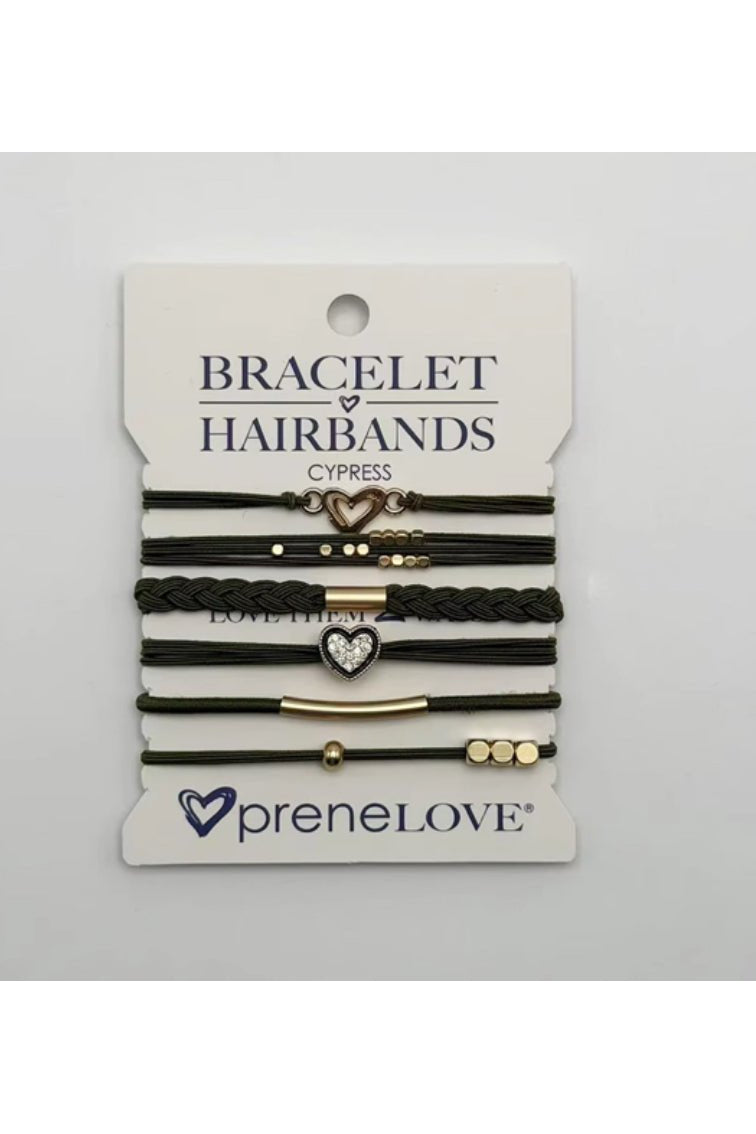 preneLOVE Bracelet Hair Bands - Tree Collection in Cypress - Olive Green & Gold