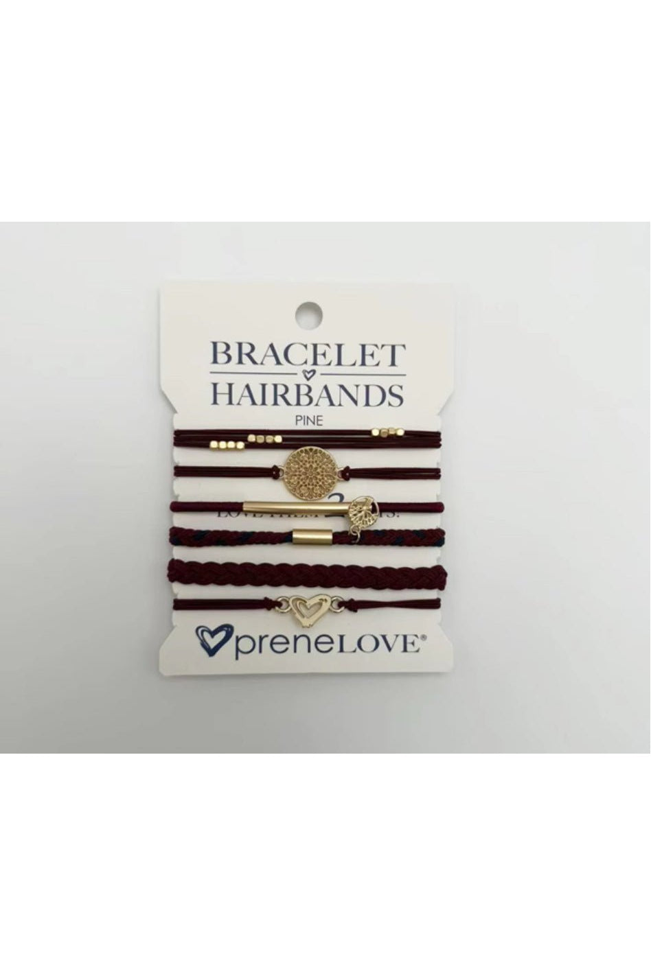 preneLOVE Bracelet Hair Bands - Tree Collection in Pine - Burgundy & Gold