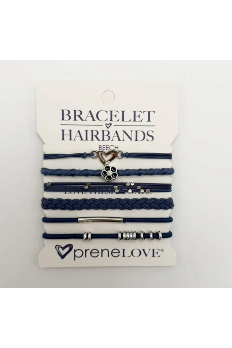 preneLOVE Bracelet Hair Bands - Tree Collection in Beech - Navy & Silver