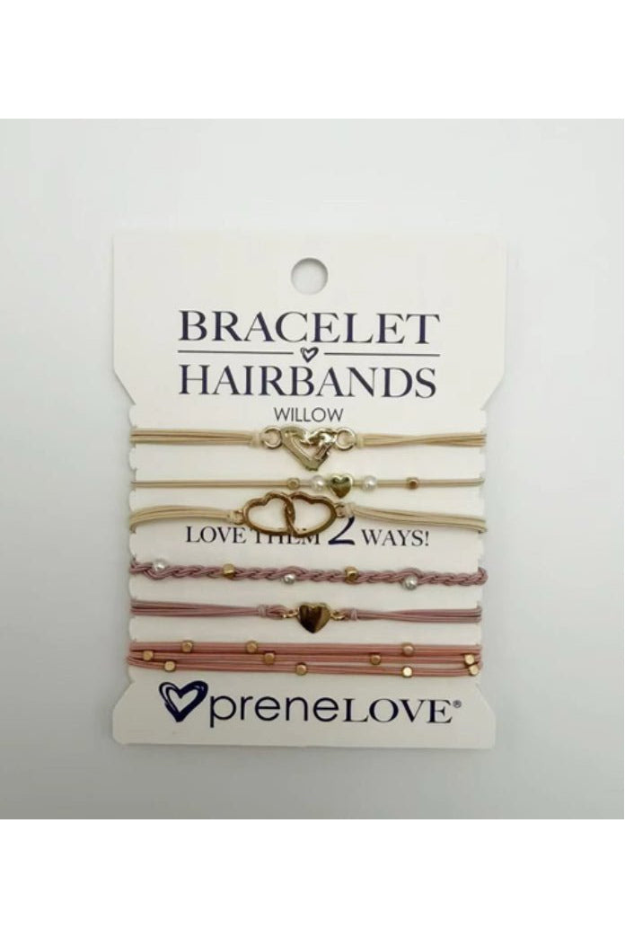 preneLOVE Bracelet Hair Bands - Tree Collection in Willow - Cream & Pink