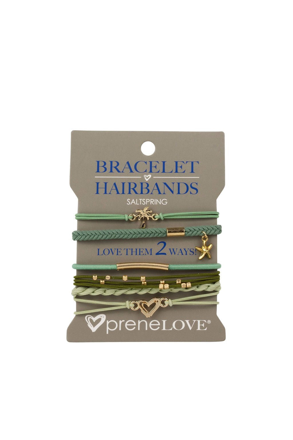 preneLOVE Bracelet Hair Bands - Parks Collection in SALTSPRING (Green & Gold)