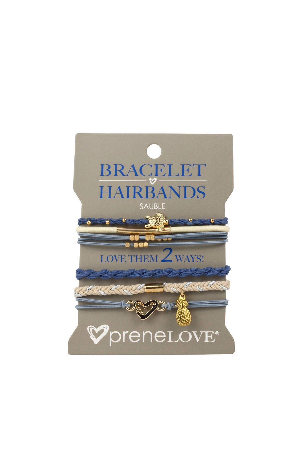 preneLOVE Bracelet Hair Bands - Parks Collection in SAUBLE (Blue & Cream)