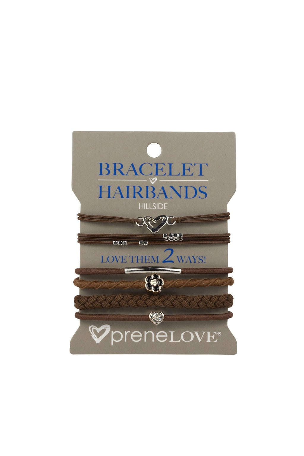 preneLOVE Bracelet Hair Bands - Parks Collection in HILLSIDE (Dark Brown & Silver)