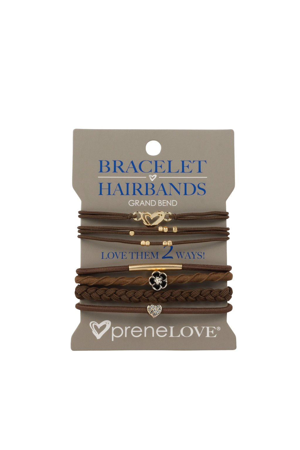 preneLOVE Bracelet Hair Bands - Parks Collection in GRAND BEND (Dark Brown & Gold)