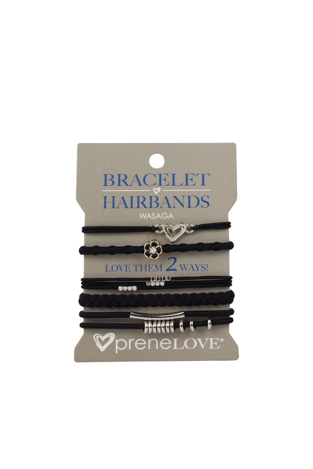 preneLOVE Bracelet Hair Bands - Parks Collection in WASAGA (Black & Silver)