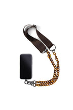 preneLOVE Ajax Vegan Phone Crossbody Chain in Espresso & Tortoise Chain