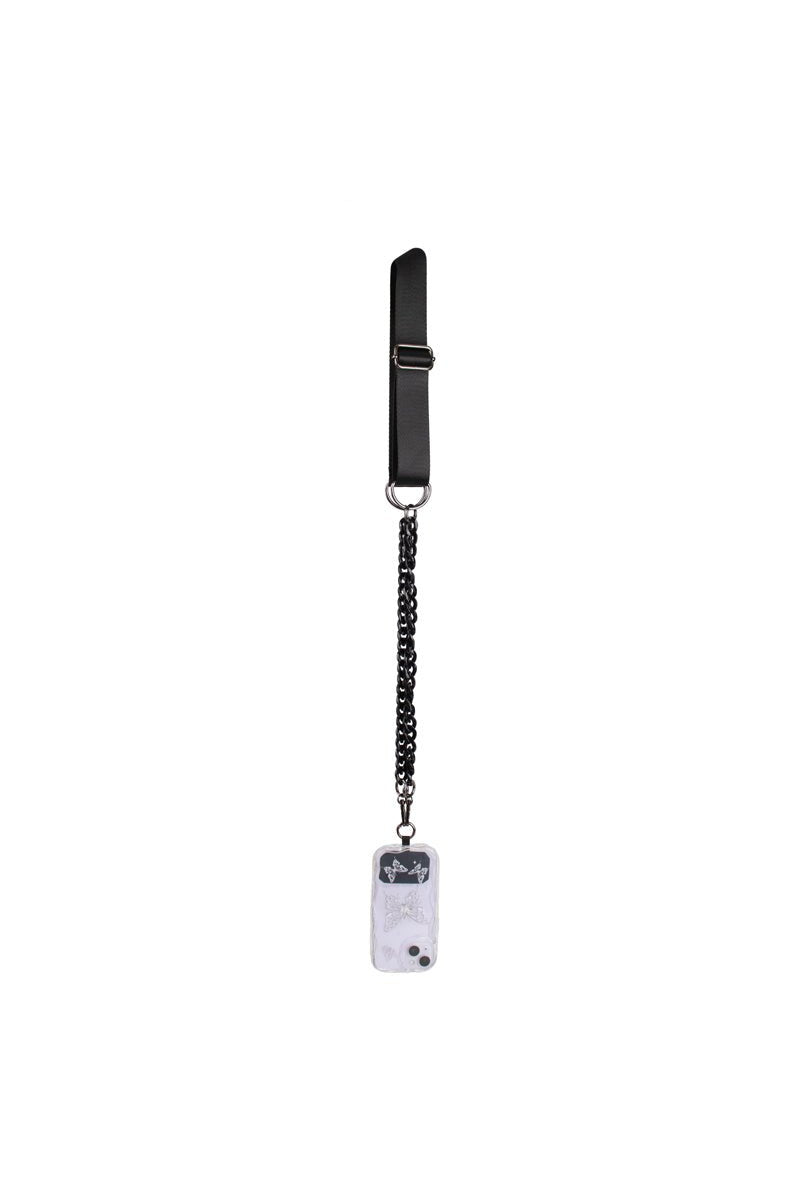preneLOVE Ajax Vegan Phone Crossbody Chain in Black & Black Chain