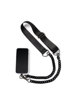 preneLOVE Ajax Vegan Phone Crossbody Chain in Black & Black Chain