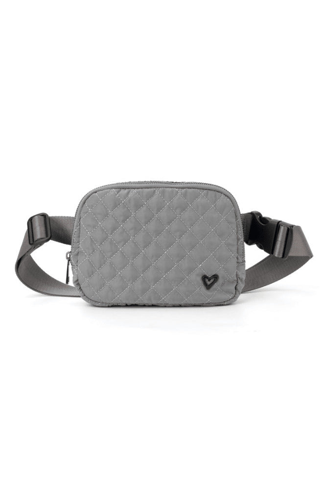 preneLOVE Dixie Nylon Belt/Crossbody Bag in Grey Quilted