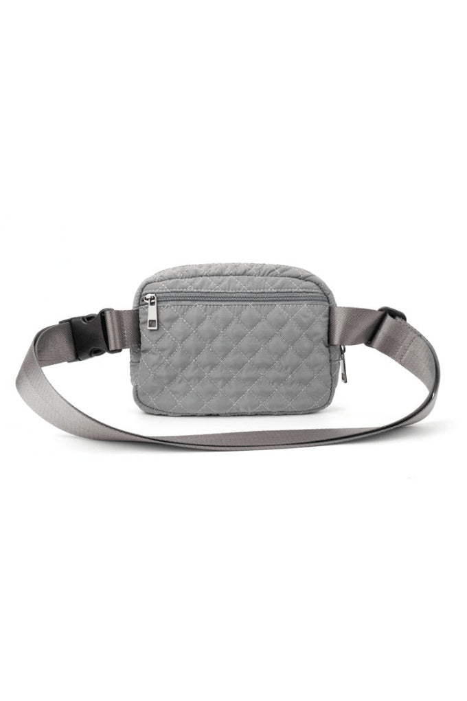 preneLOVE Dixie Nylon Belt/Crossbody Bag in Grey Quilted