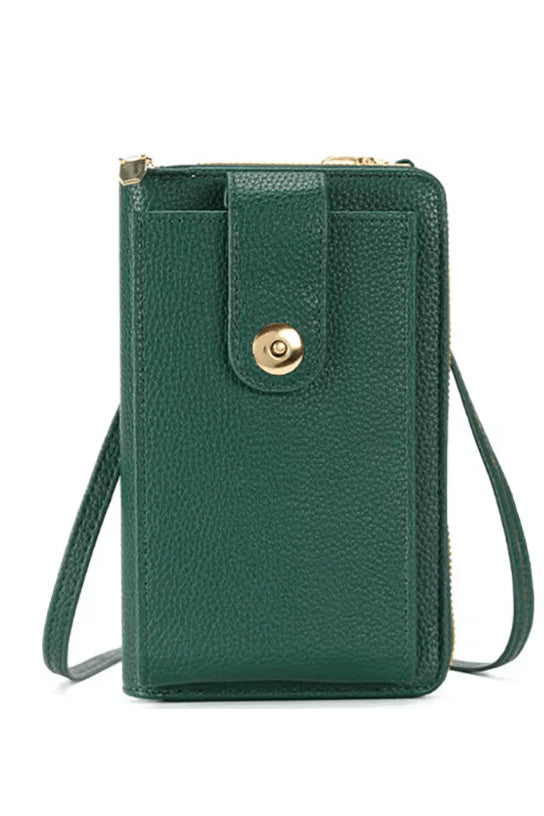 preneLOVE Solina Vegan Leather Phone Bag in Hunter Green