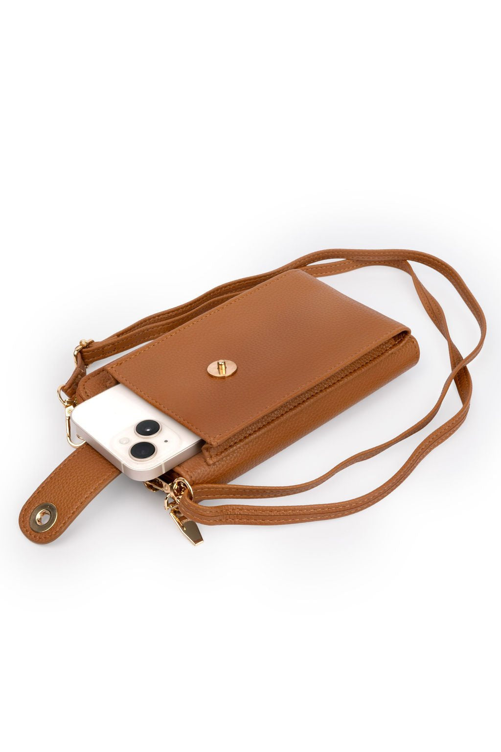 preneLOVE Solina Vegan Leather Phone Bag in Brown