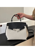 preneLOVE Rosseau Leather & Linen Convertible Handbag/Backpack in Black