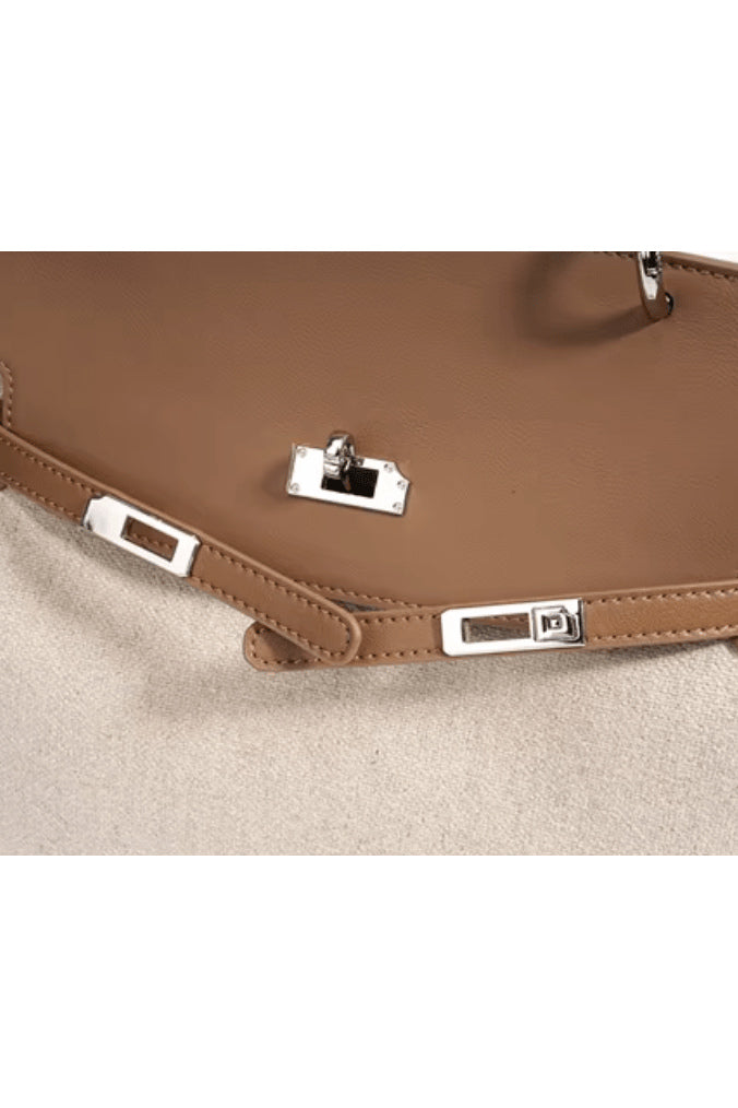 preneLOVE Rosseau Leather & Linen Convertible Handbag/Backpack in Cognac Brown